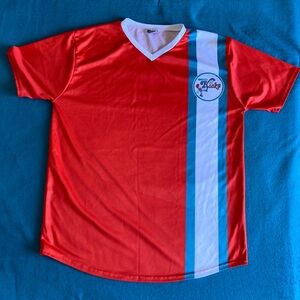 Minnesota Kicks Orange Soccer Jersey with White & Blue Stripe. Retro EUC